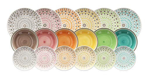 Tognana Juego de vajilla LS17018M064 Cape Town de 18 piezas, cerámica, multicolor, redonda