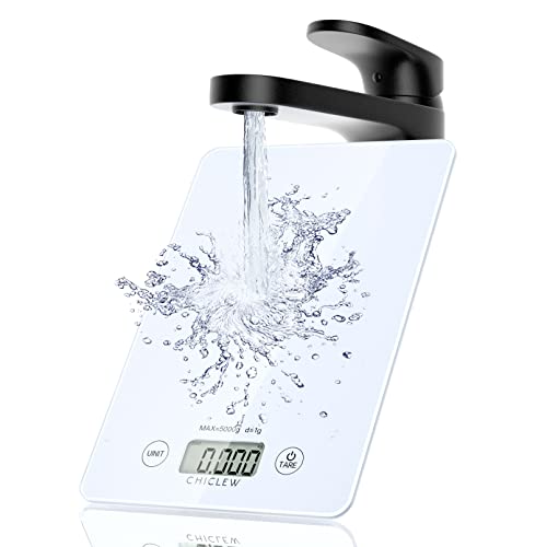Chiclew - Báscula electrónica de cocina, 10 kg/1 g, báscula alimentaria de precisión con cristal...